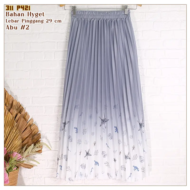 ROK WANITA PLISKET HYGET PAYUNG GRADASI MOTIF BUNGA DAN BINTANG LAUT - 311-P421 3