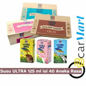 A Susu Ultra Milk 125Ml 1 Dus Susu Kotak Uht Full Cream Rasa Strawberry Coklat Stroberi