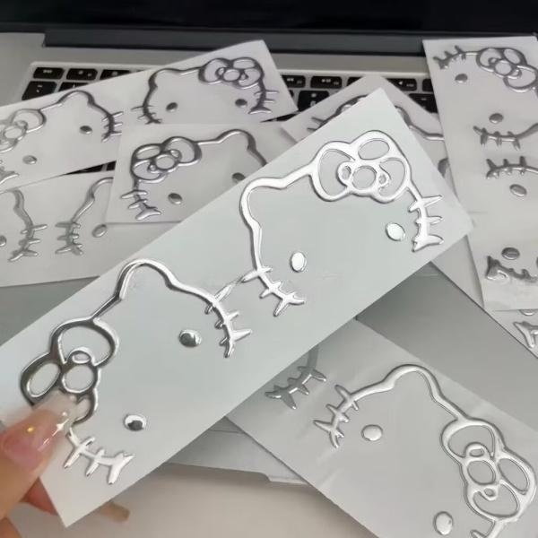  Hình dán bạc Hello Kitty Thiết kế hoạt hình dễ thương Thích hợp cho các thiết bị di động máy tính sinh viên và ô tô làm bằng PVC có thể được sử dụng làm cốc nước phụ kiện Kitty 