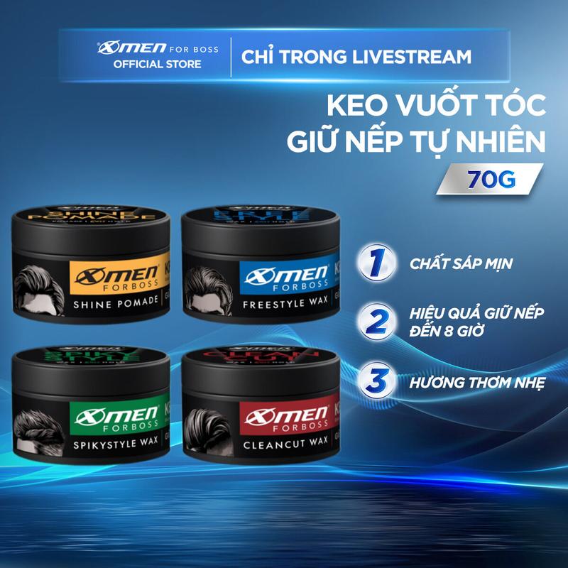 [MỚI] Sáp vuốt tóc nam Wax/Pomade Xmen for Boss 70g - Giữ nếp 8H với Keratin giúp tóc chắc khỏe