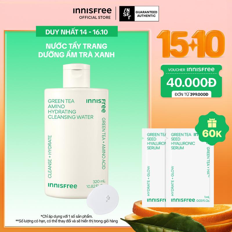 Nước tẩy trang dưỡng ẩm INNISFREE Green Tea Hydrating Amino Acid Cleansing Water 320mL