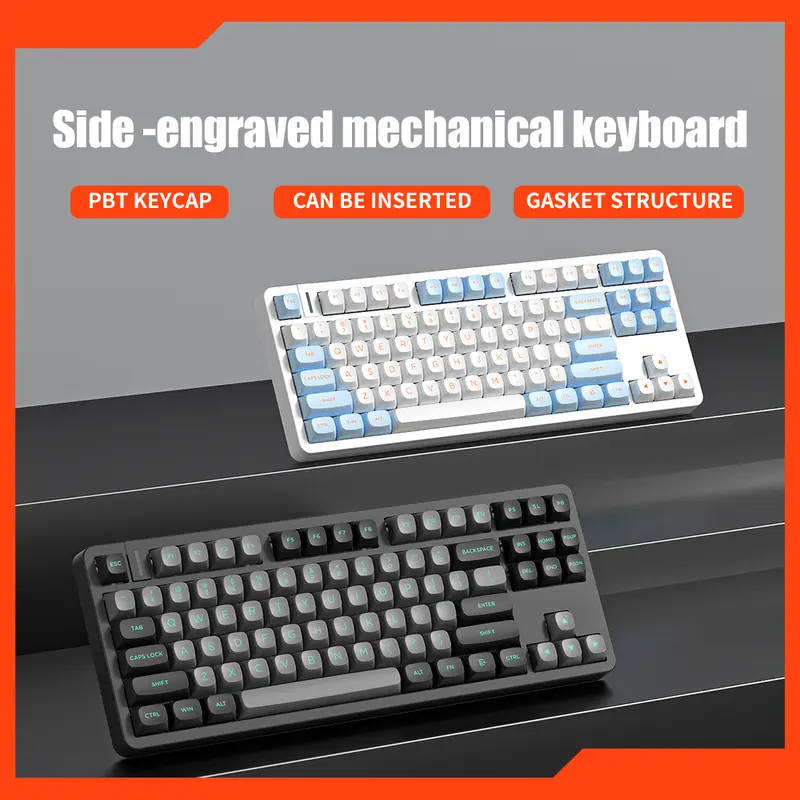 ZIFRIEND G87 Gaming Mechanical Keyboard 87 Keys Side Engraved Keycaps RGB Lighting Wired Hot Swap Noah Silver/Silent/Red/Brown Switch Keyboard 2