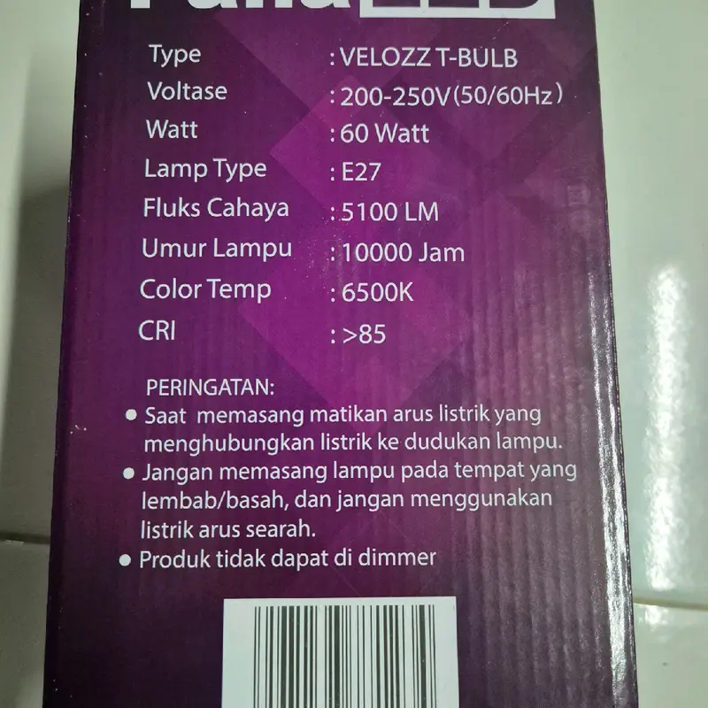 PANALED VELOZZ LAMPU LED GARANSI 1 TAHUN CAHAYA PUTIH SNI T40watt/T50watt/T60watt bola  lampu bola  lampu lampu  led 4