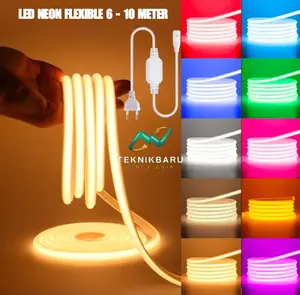 Lampu Neon Flex 220V 6-10 Meter + Soket | Dekorasi Plafon Cafe Rumah | Warna Lengkap 6m 7m 8m 9m 10m