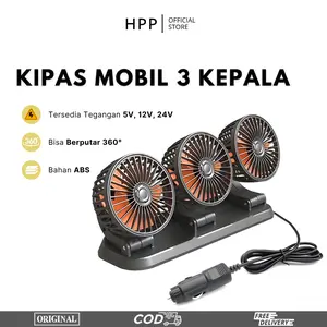 HPP Kipas Dasbor Mobil 3 Kepala 5V-24 Volt - Kipas Pendingin Truck - Three Headed Fan