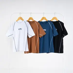 Kimmikidswear Kaos Oversize Anak Piped Line Hitam Garis Putih 1-11 Tahun Fashion Bahan Dingin Cotton Combed 24s