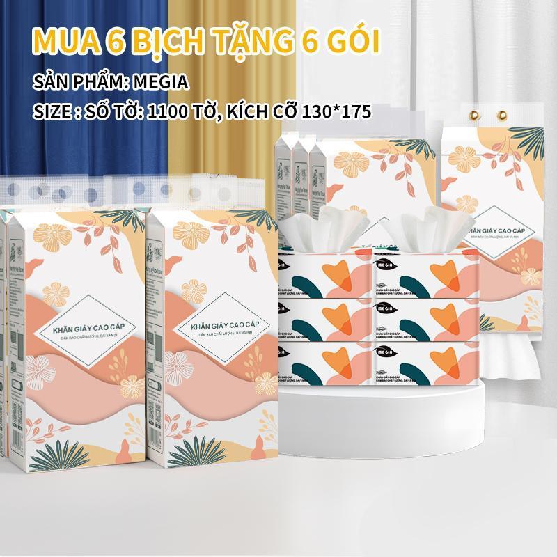  【CLEVER MOM-Mua 6 bịch tặng 6 gói  khăn giấy rút treo tường  1100 tờ,130mm*175mm 4 Lớp Giấy Ăn rút  Giấy Vệ Sinh thành phần bột gỗ   Mềm Mịn  An Toàn,Siêu Dai Thấm Hút Tốt Tiện Lợi 