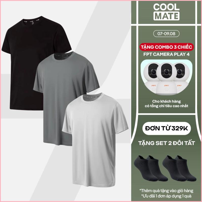 Combo 3 Áo thun nam thể thao tập Gym, Tennis, Pickleball Coolmate Basics thoả