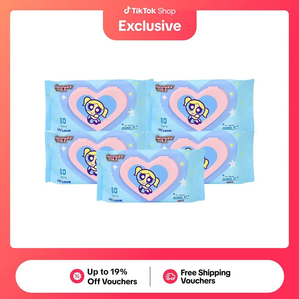 Uni-Love x The Powerpuff Girls Wipes 80's (Bubbles) Pack of 5