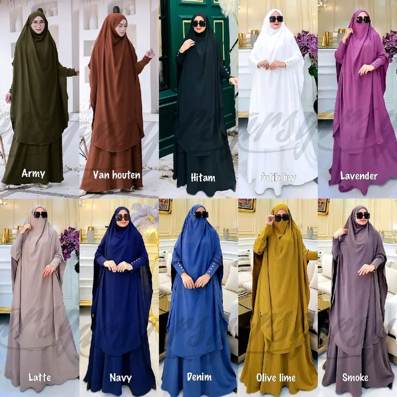 NUSAIBA SYARI UMROH HAJI GAMIS CADAR FK BY ARSY HIJAB White Hitam Putih 0