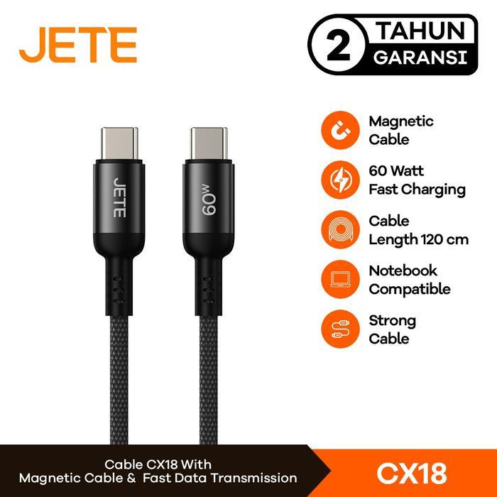 Gambar Kabel Data 60W Cable JETE CX18 Magnetic Type C to Type C Self Winding Fast Charging Garansi 2 Tahun dari Fenix Gadget Kota Administrasi Jakarta Pusat Tokopedia