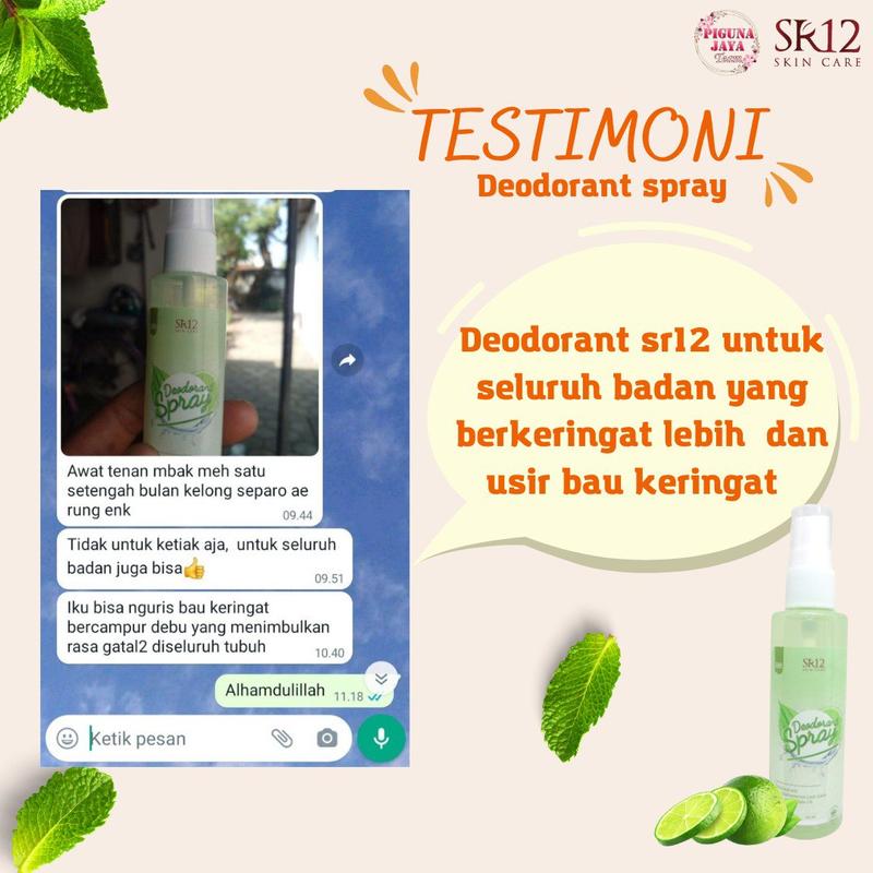 Deodorant Spray SR12 Herbal Ampuh Atasi Bau Badan Keringat Berlebih Mencerahkan BPOM 7