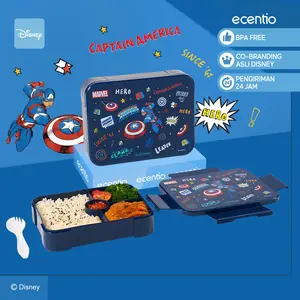 【Orignal】ecentiokids tempat makan anak Disney Elsa Marvel Captain America lucu sekolah BPA free bayi anti tumpah lunch box Kitchenware
