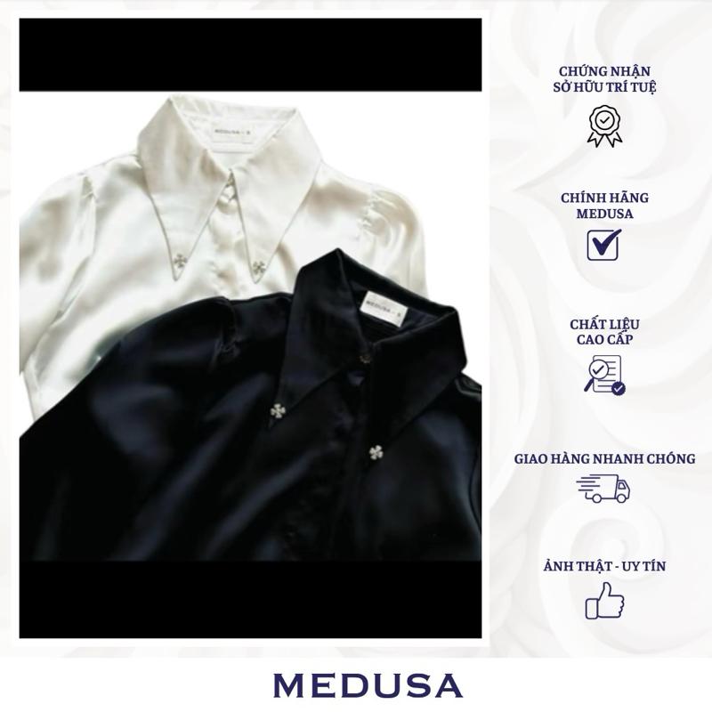 Nira Shirt - Áo Sơ mi lụa Hàn cổ bẻ 3 khuy ngọc tiểu thư Nữ thanh lịch Women Top Voi Tim