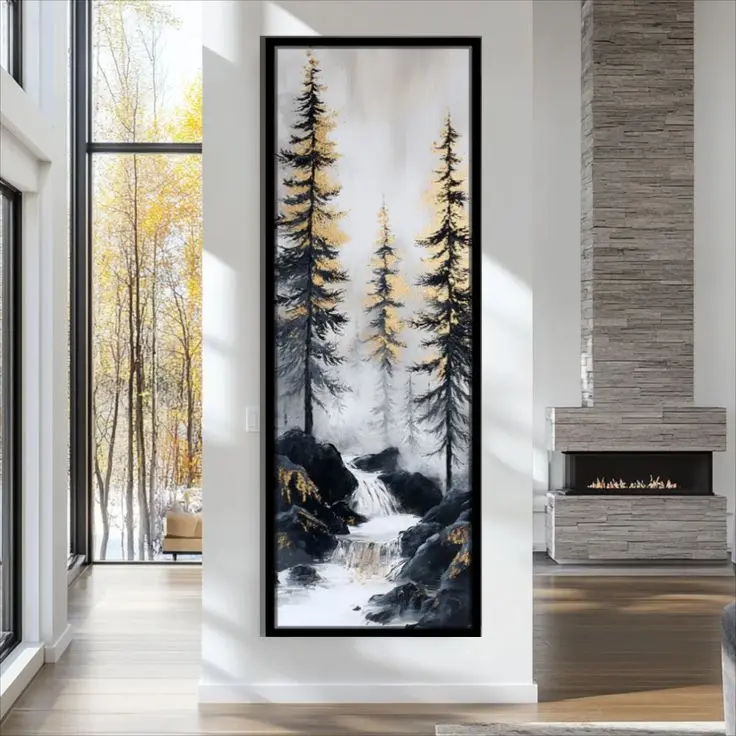 AV25 Lukisan Kanvas  pemandangan pohon   plus Frame siap pajang untuk hiasan  Ruang Tamu Rumah atau Tempat Usaha Anda Lukisan Dinding Aesthetic modern art