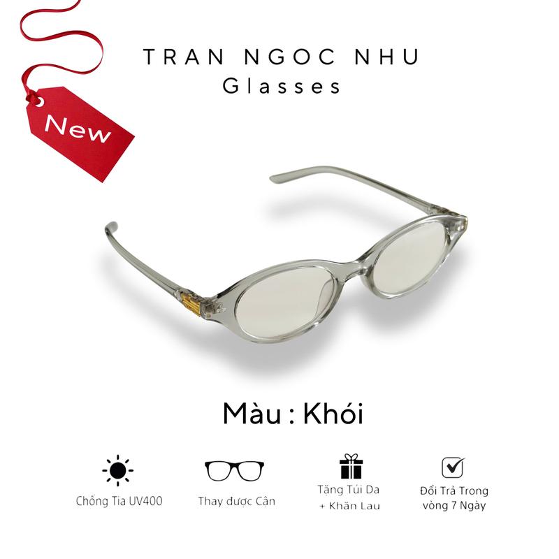 Mã B3 mắt kính oval màu khói thời trang dành cho nam nữ.