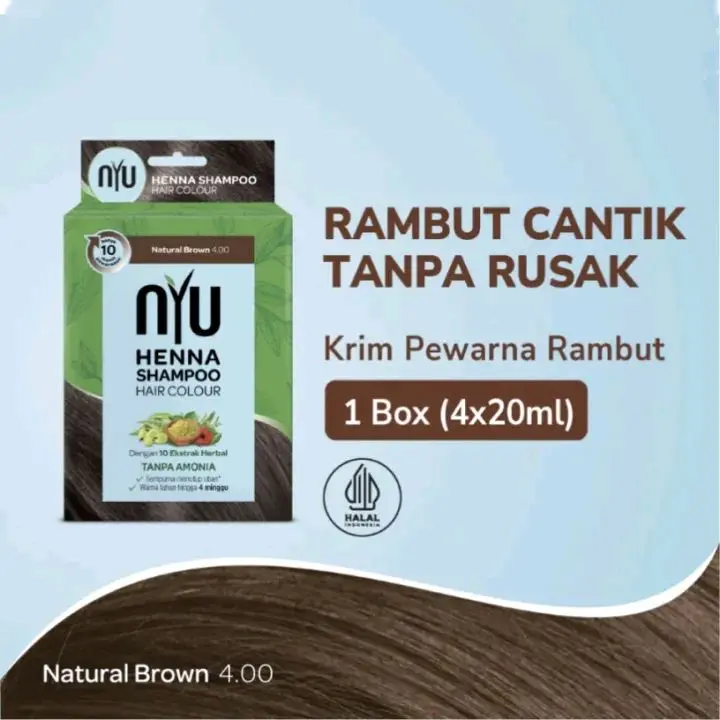NYU Henna Shampoo Hair - Sampo Pewarna Rambut Burgundy, Natural Brown, Natural Black [Harga 1 sachets] 2