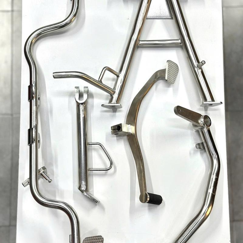 Combo 5 món inox 304 dàn chân xe máy. Gác máy - cần số - chống đứng - nghiêng - đạp thắng