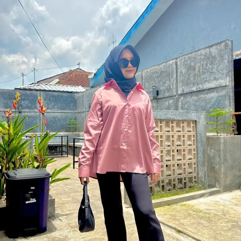 Kemeja basic cewek M003 kombinasi