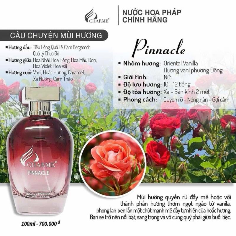 NƯỚC HOA NỮ CHARME PINACLE 100ML (Tặng chai 10ml mùi ngẫu nhiên) NGỌT NHẸ NHÀNG , QUYẾN RŨ Xịt Thơm Perfume Cosmetic Women 4