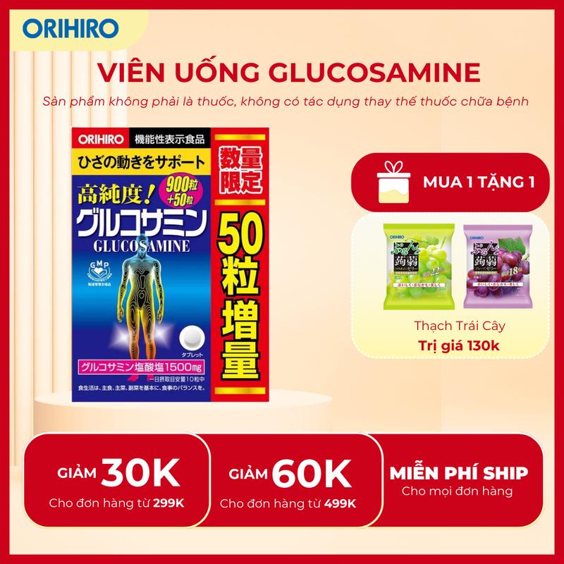 MUA 1 TẶNG 1 Viên uống Glucosamine Hỗ Trợ Sức Khỏe Xương Khớp 900 viên - 950 viên hộp - ORIHIRO NHẬT BẢN CHÍNH HÃNG