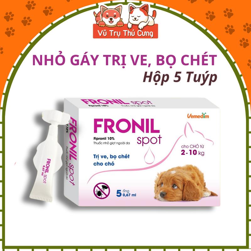 Fronil - Nhỏ Gáy Ve Rận Cho Chó Hộp 5 Tuýp Bảo Vệ Toàn Diện Chống Bọ Chét Muỗi Dành Cho Chó Từ 2 Tháng Tuổi Trở Lên
