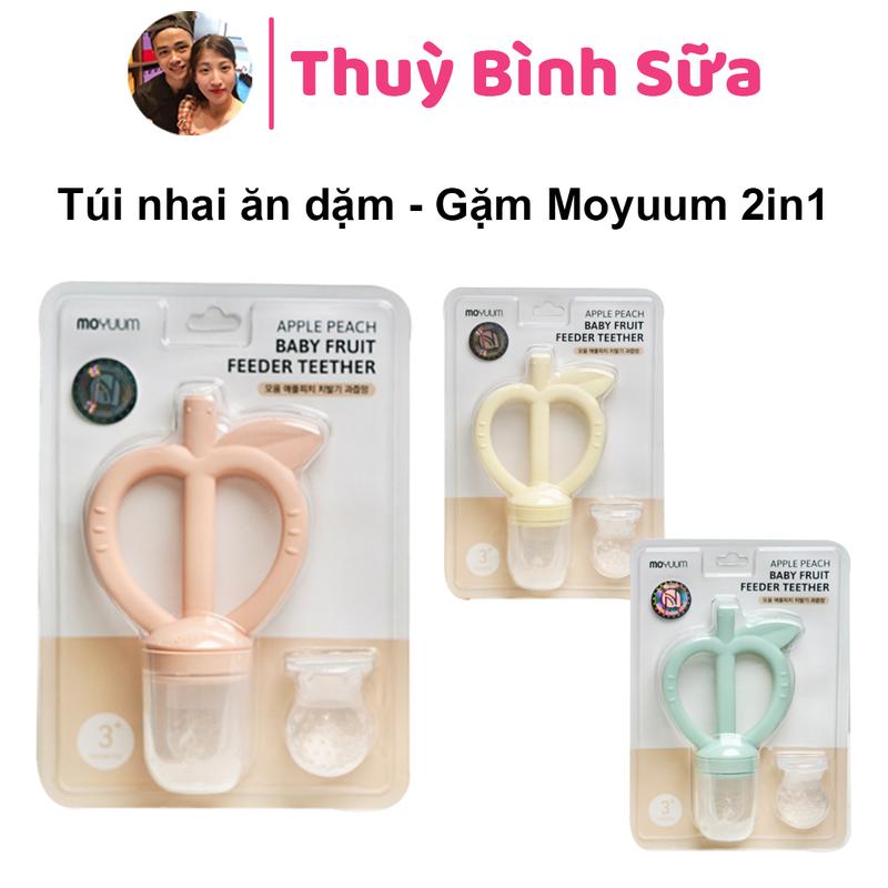 Túi nhai ăn dặm kiêm Gặm nướu hình quả táo Moyuum túi nhai chống hóc silicon cao cấp cho bé