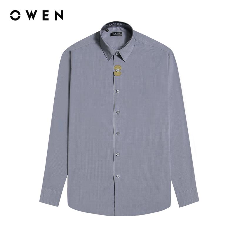 OWEN - Áo sơ mi nam dài tay Không túi Slim Fit AS230557D màu Xám chất liệuSpandexr Hoạ tiết Họa tiết Menswear