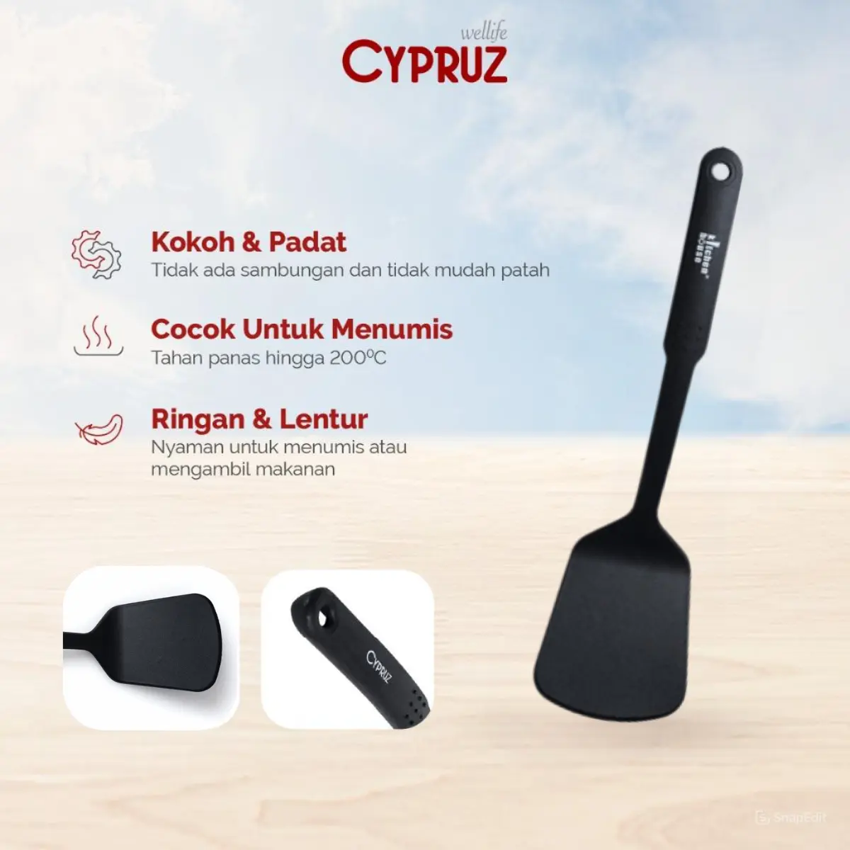 Cypruz sutil nylon tahan panas tidak mudah leleh Kitchenware