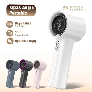HOMMO Kipas Mini Kecepatan Tinggi 100 Level LED Display Smart Turbo Dingin 0.5 Detik Desain Stylish Modern Putih Pink Ungu FB13