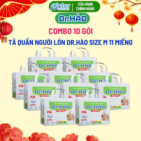   Combo 10 gói  Tã quần người lớn Dr.Hào size M 11 miếng bỉm quần cho người già bỉm cho người bệnh tả quần người lớn siêu thấm khô thoáng kháng khuẩn chống hăm khử mùi 