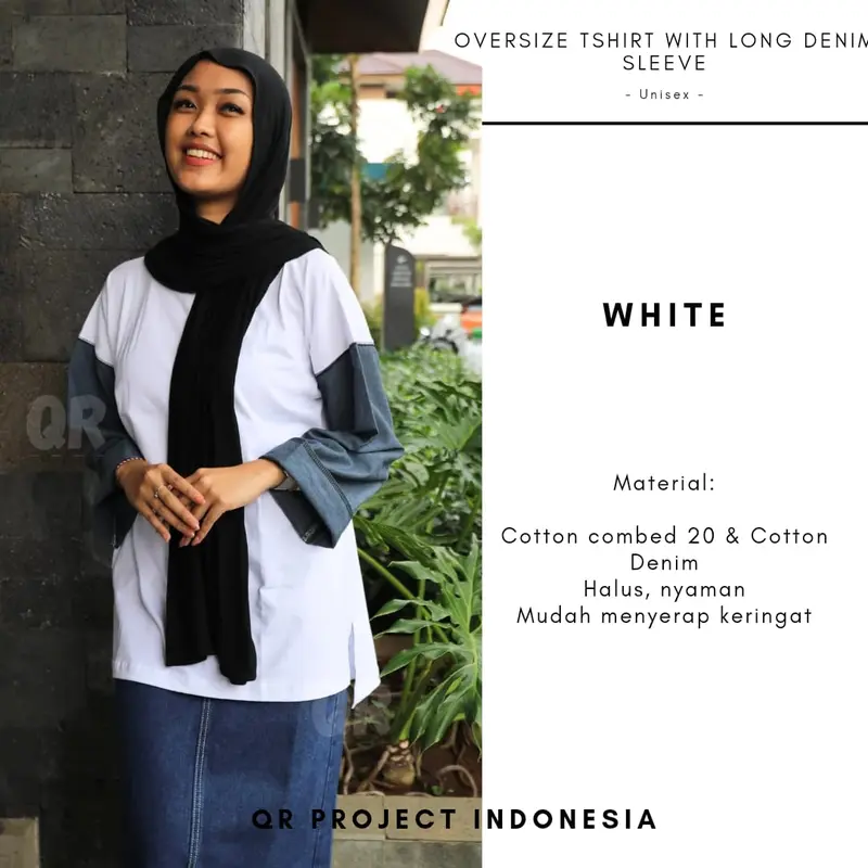 Kaos Oversize Wanita Lengan Panjang Cotton Combed 20s Mix Cotton Denim 3
