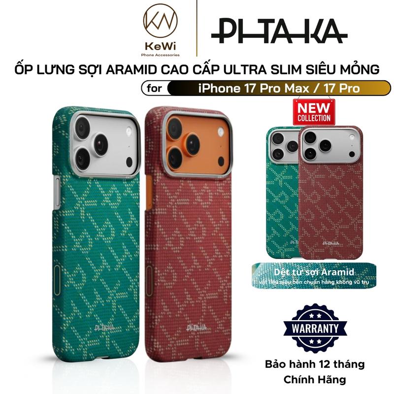 Ốp Lưng Siêu Mỏng Pitaka cho iPhone 17 Pro Max / 17 Pro, Ultra Slim (Edge Case) Monogram with PitaTap, Siêu Mỏng
