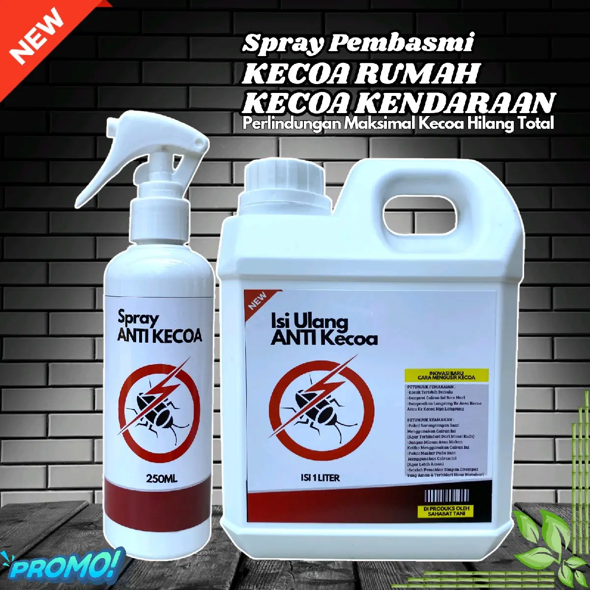 Spray Pembasmi Kecoa Rumah | Kecoa Kendaraan | Kecoa Tanah | Perlindungan Maksimal Kecoa Hilang Total | Pilihan Ukuran 250ml | Isi 1 Liter | 1L Gratis 250ml