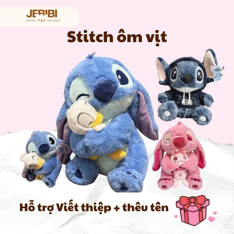 [NHẬN THÊU TÊN] Gấu Bông Stitch Hồng, Stitch Ôm Vịt dễ thương hàng quảng châu, làm quà tặng Thú Bông Thú Nhồi Bông Toy Đồ Chơi
