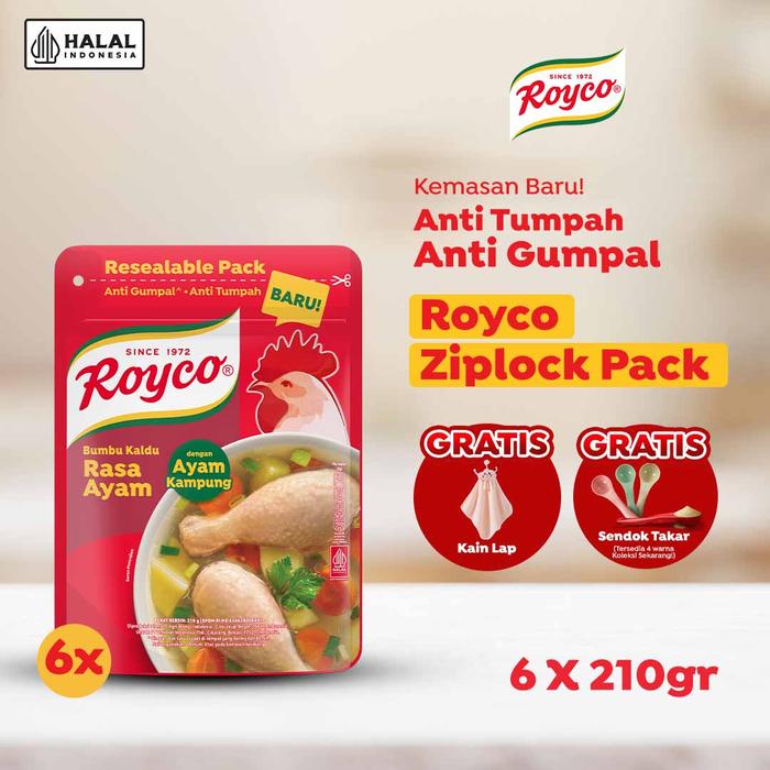 Gambar [FREE Kain Lap] Royco Ziplock Pack Bumbu Kaldu Ayam 210g Multipack Isi 6 dari Masak Apa Hari Ini Kab. Tangerang Tokopedia