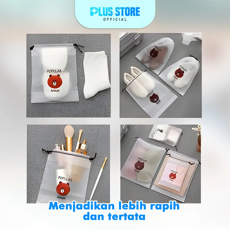 Tas Organizer Make Up Kosmetik Anti Air Travel Pouch Cat Brown - Plastik 3