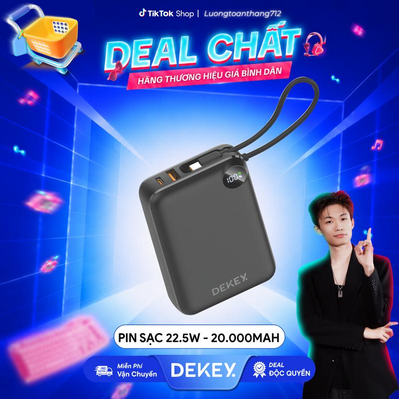 Pin Sạc Dự Phòng DEKEY 22.5W PD Sạc Nhanh 10.000mAh - 20.000mAh Tích Hợp Cáp…