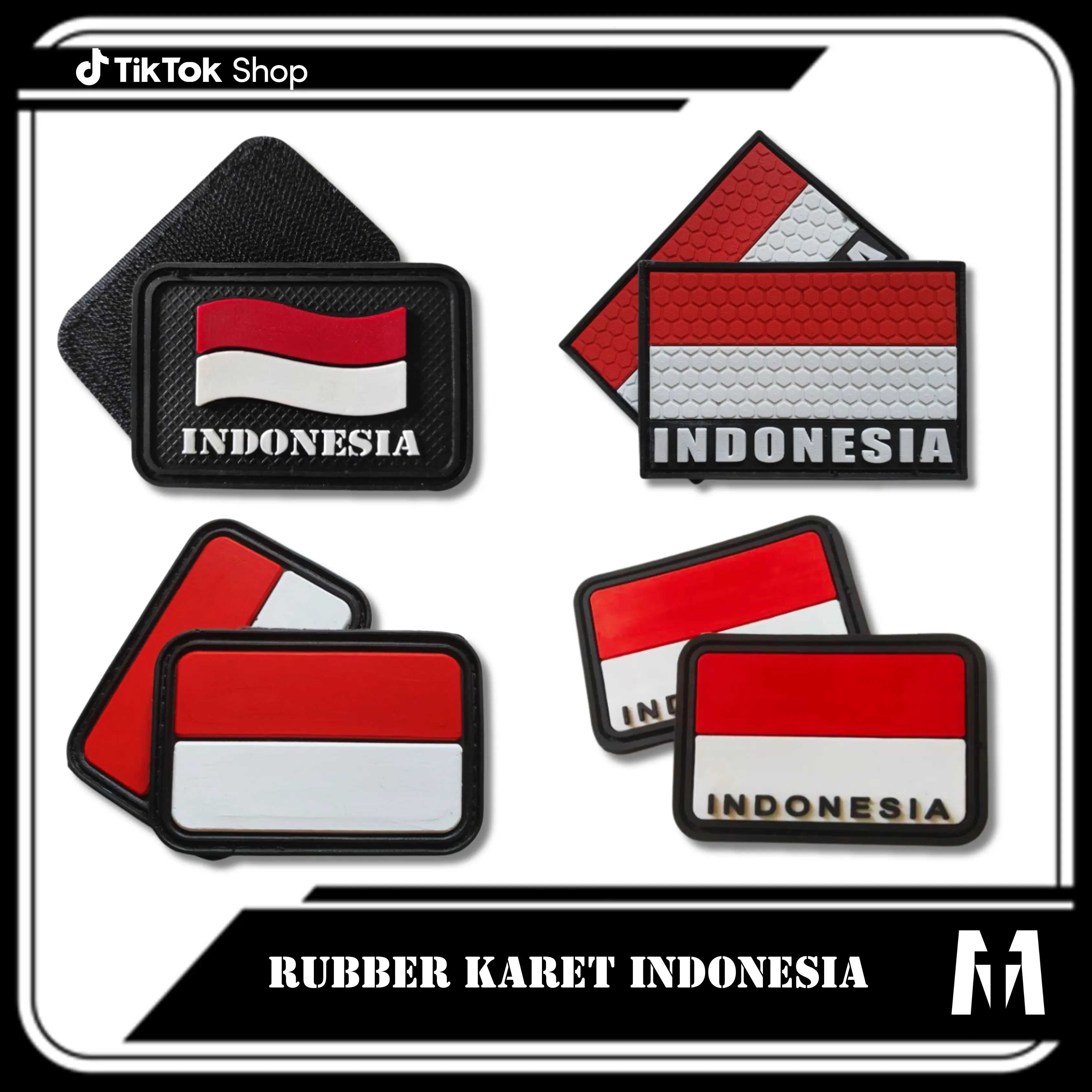 TERBARU!! Patch rubber merah putih patch karet tempelan bendera merah putih