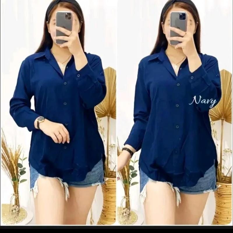 Atasan Kemeja wanita Oval bahan crinkle airflow terbaru Oversize Nyaman 8
