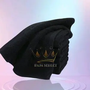 Paket 1 LUSIN / 6 Pc. Handuk Salon WARNA HITAM POLOS Uk 30x70 / HITAM LIST Uk 35x70 Cm Handuk Muka Handuk Olah Raga Katun Putih