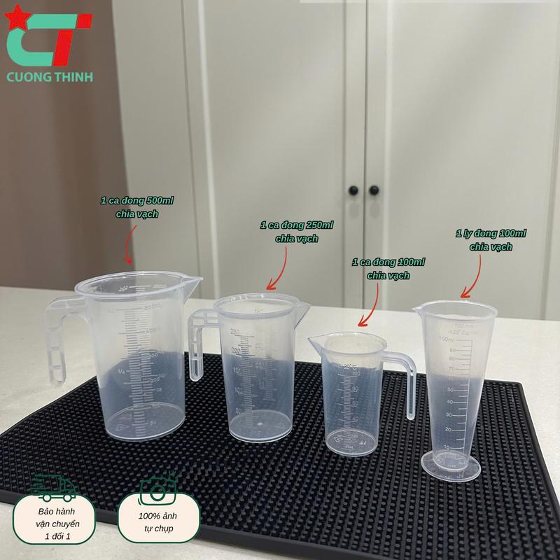  Ly đong định lượng 500ml 250ml 100ml - Có chia Vạch - Ca đong nhựa - Thiết bị máy móc pha chế 