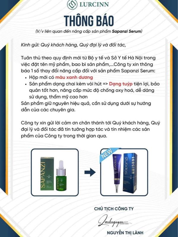  Serum Chăm Sóc Da Mụn Mờ Thâm Lurcinn Sapanzi 10ml 