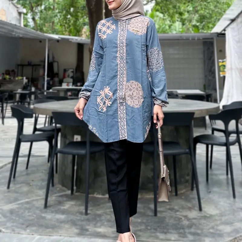 BLOUSE NAJAH BAHAN RAYON TEBAL UKURAN L, XL, XXL BLOUSE MUSLIM CANTIK. Kancing Kerah Basic 0