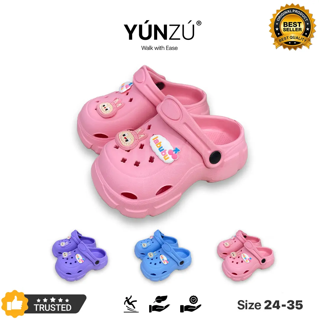 YUNZU Sandal Baim Anak Perempuan Labubu V1 Bahan Karet Empuk Anti Slip Size 24-35