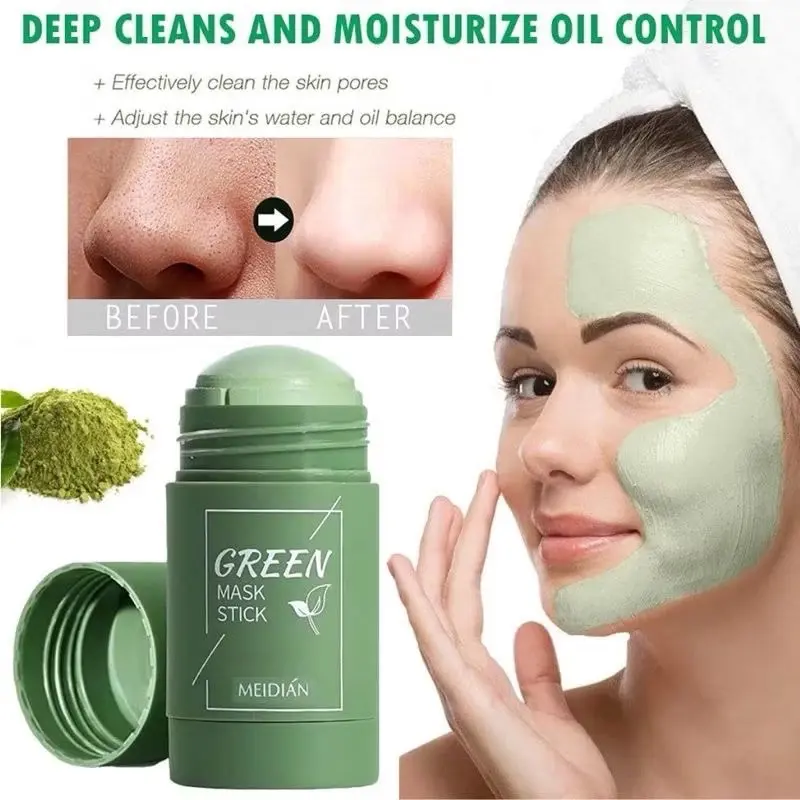[ COD ] MEIDIAN Green Mask Stick 100% Original Masker Wajah Green Tea Pembersih komedo Hidung & Wajah