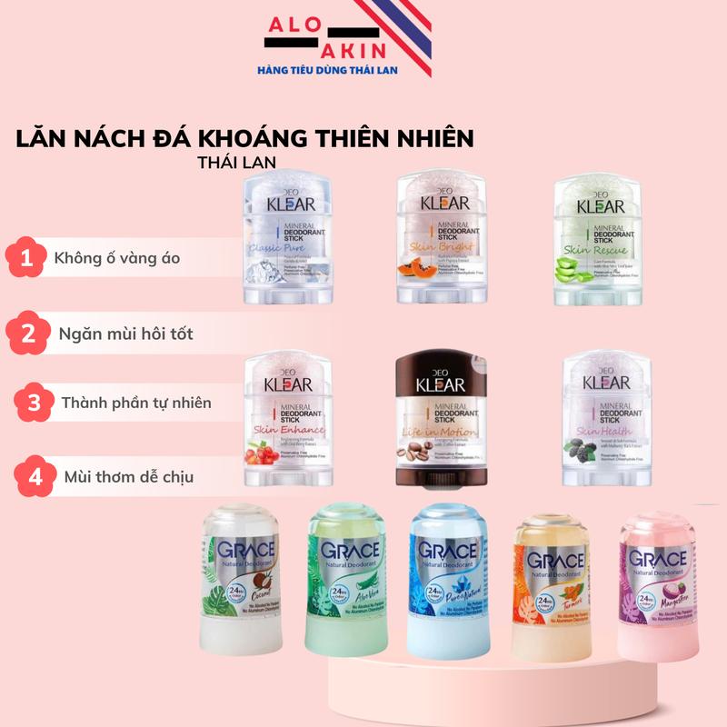 Lăn nách đá khoáng thiên nhiên ngăn mùi, không ố vàng Thái Lan 70g