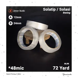 Solasi Bening 12mm 24mm 72 yard Solatip Kantor Meja Lakban Kualitas Terbaik