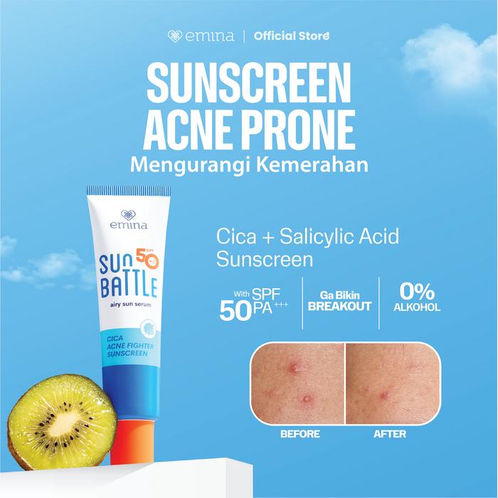 Promo [NEW! MUST HAVE] Emina Sun Battle Spf 50 Pa++++ Cica Acne Fighter ...