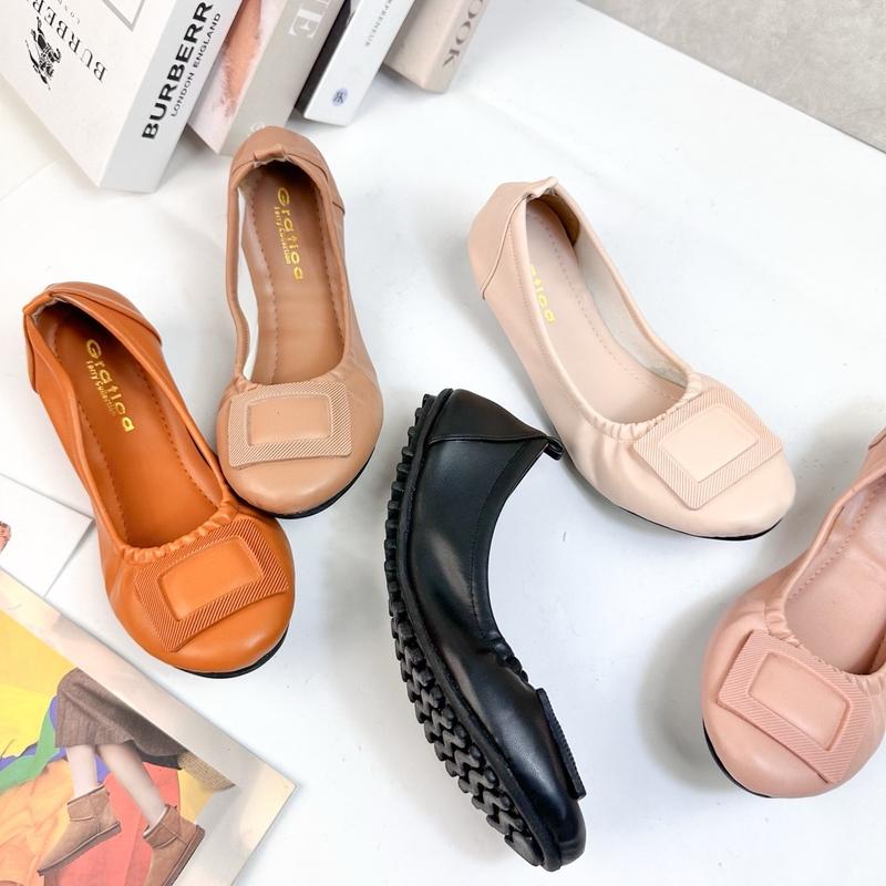 Sepatu Wanita Flat Shoes Balet Gratica AP 0079 Karet Hitam 4